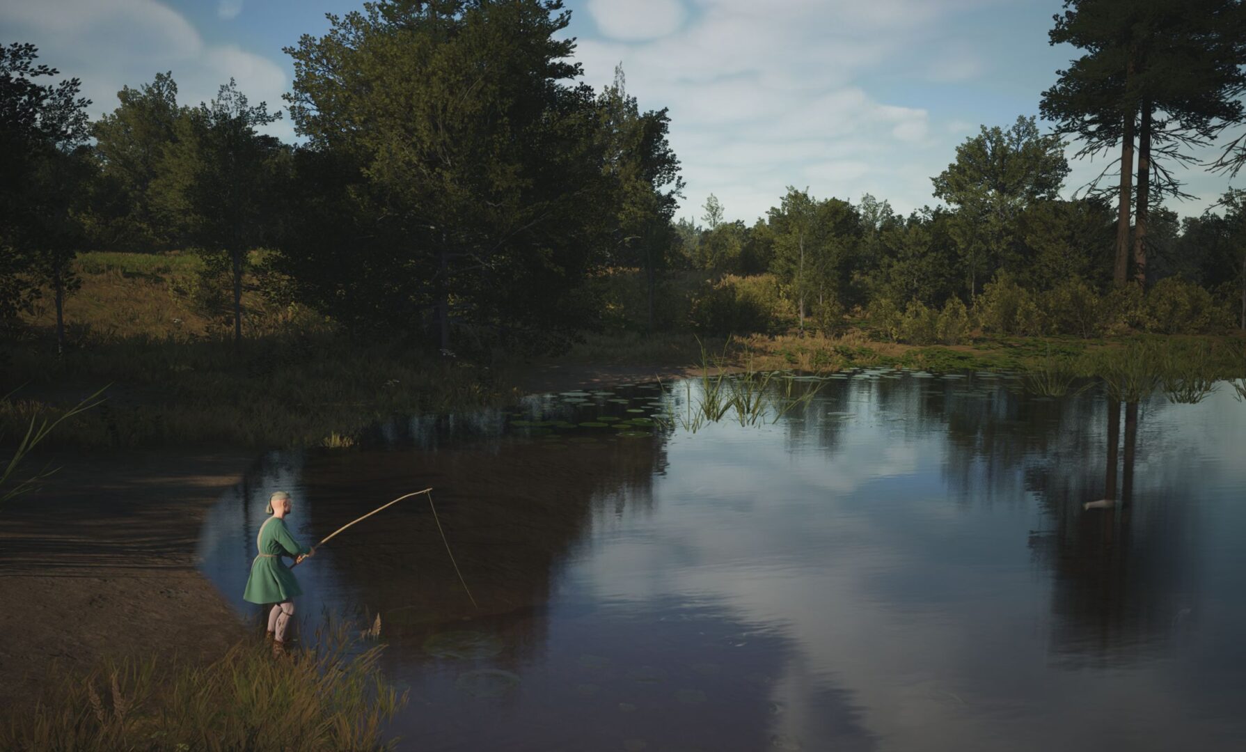 A fishing pond in Manor Lords