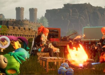 relaxing at a base in Palworld