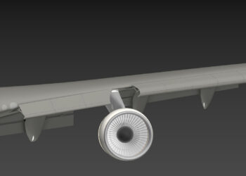 The wing of a Boeing 747-100 for Microsoft Flight simulator 2024 by PMDG