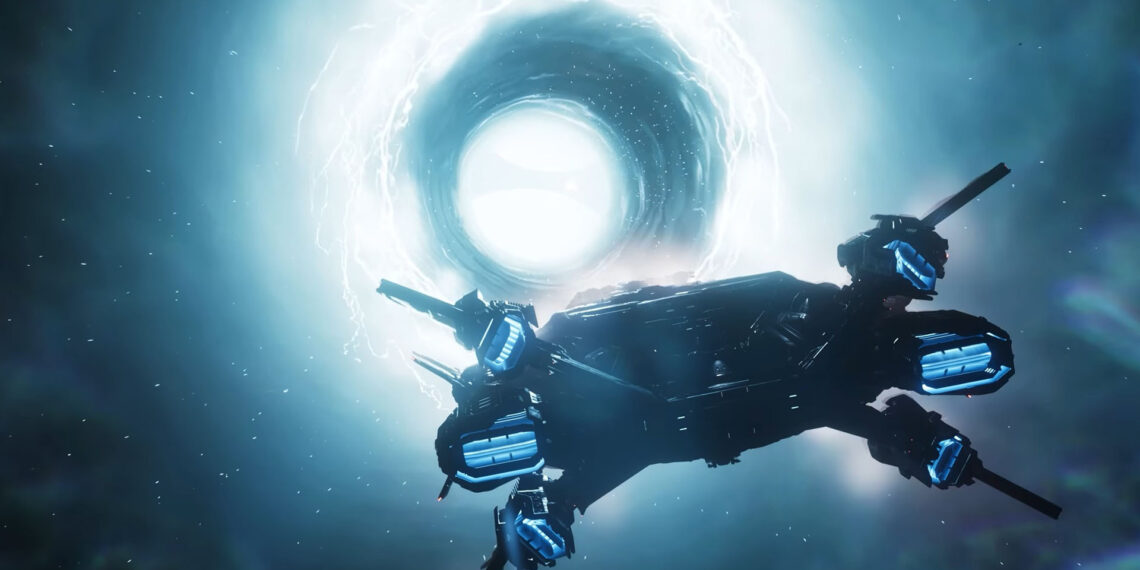 An RSI Polaris preparing to enter a Jump Point in Star Citizen