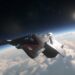 A Crusader A2 Bomber Flies toward the sun in Microtech