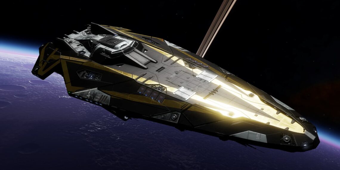 Gold Wireframe paint job in Elite Dangerous