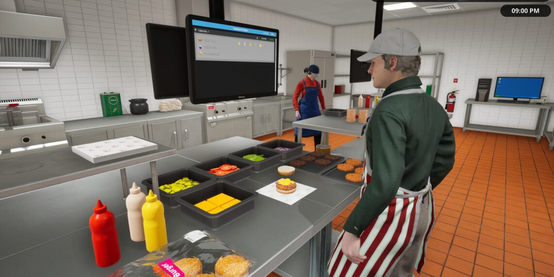 making a burger in Fast Food Simulator