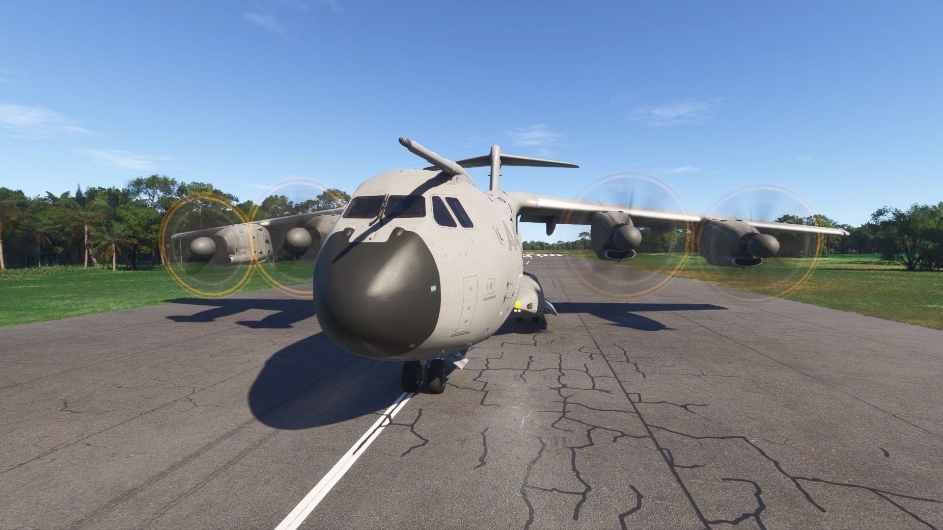 Airbus A400 on an African runway in Microsoft Flight Simulator 2024