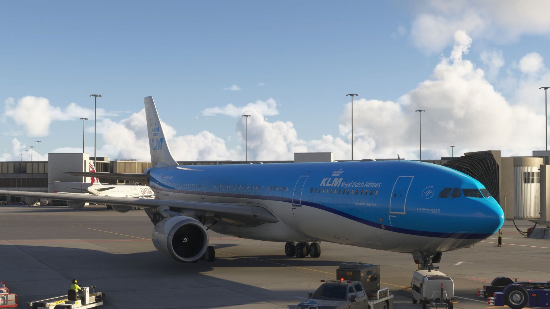 KLM Airbus A330 at Amsterdam Airport Schiphol in Microsoft Flight Simulator 2024