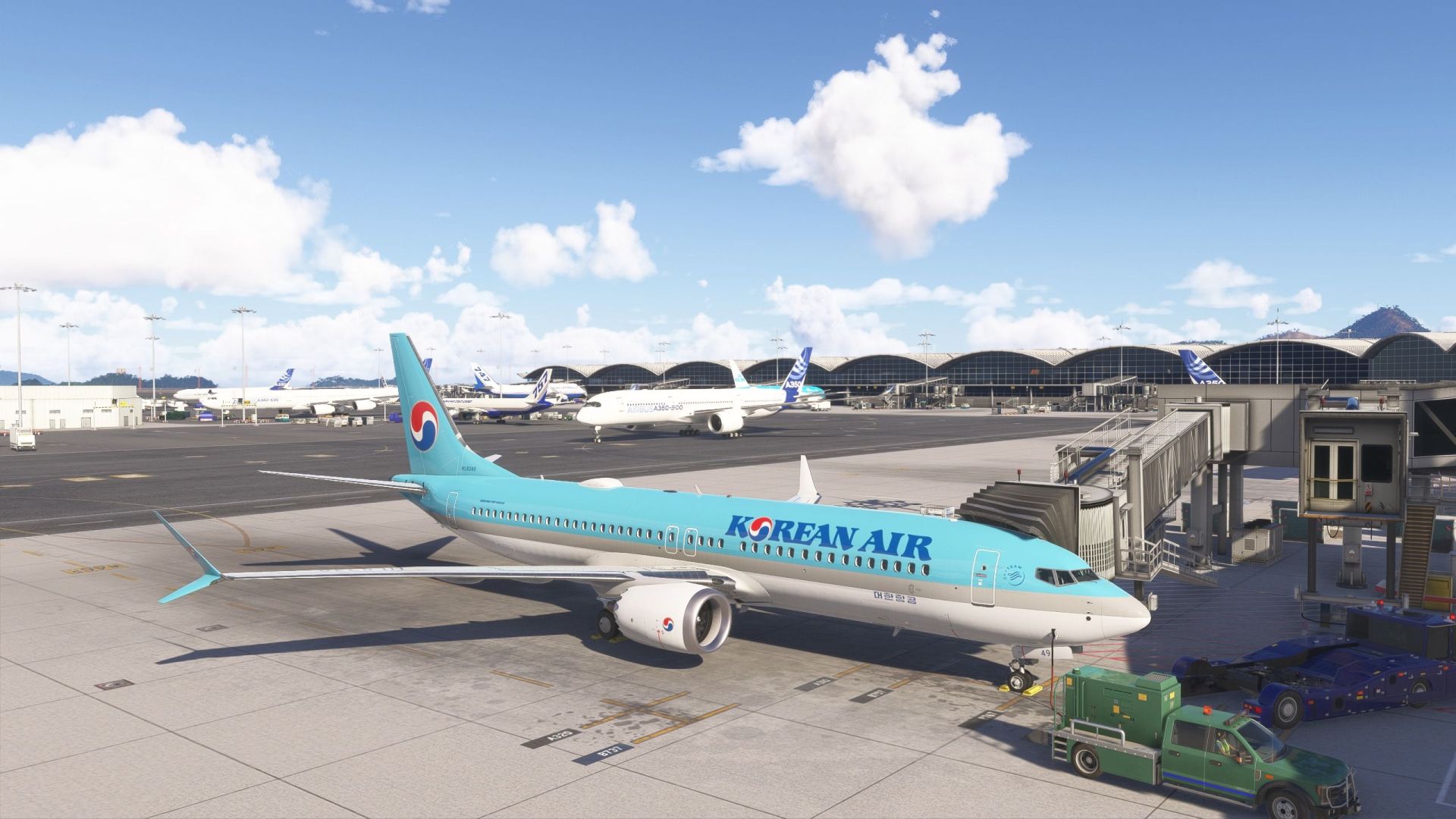 Korean Air Boeing 737 Max 8 at Hong Kong Airport in Microsoft Flight Simulator 2024