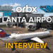 Atlanta Airport by Orbx in Microsoft Flight Simulator with "Interview" title and Orbx, MSFS, and MSFS 2024 logo.