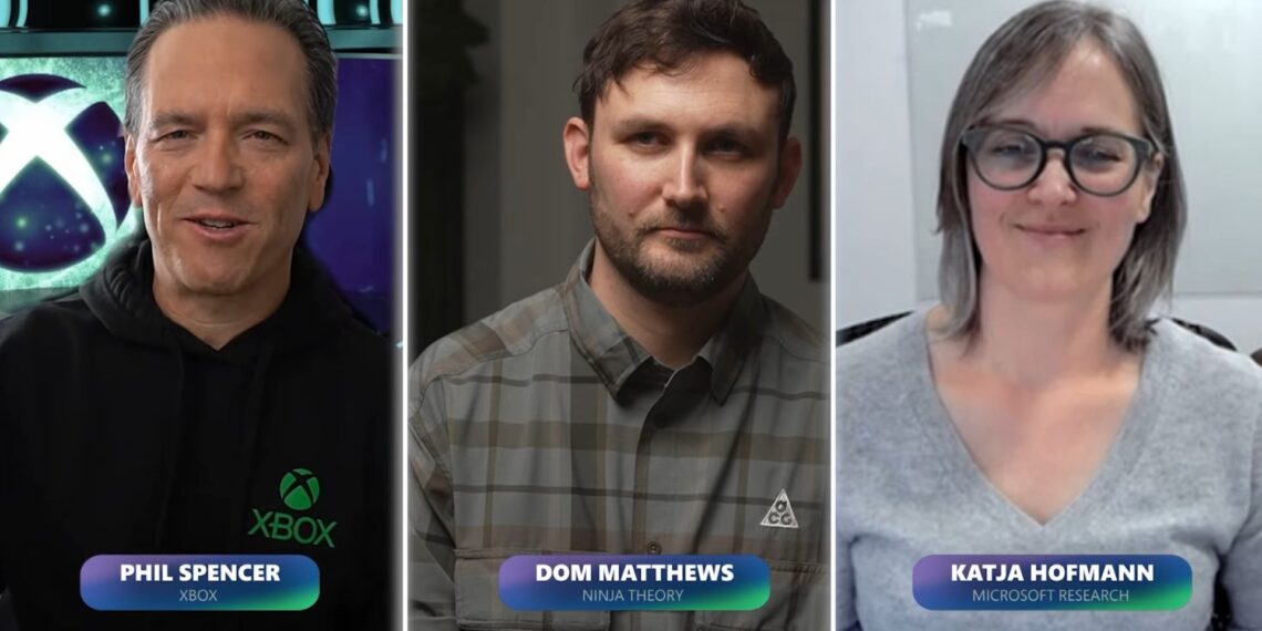 Xbox Boss Phil Spencer, Dom Matthews from Ninja Theory, Katja Hofmann from Microsoft Researc