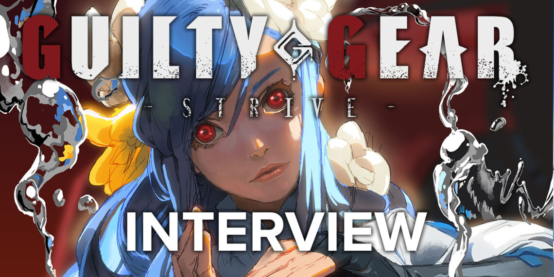 Guilty Gear Strive Illustration and logo featuring Queen Dizzy and "Interview" lettering
