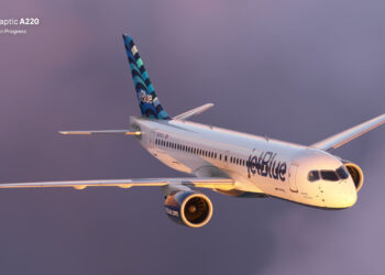 Microsoft Flight Simulator Airbus A220 in JetBlue livery
