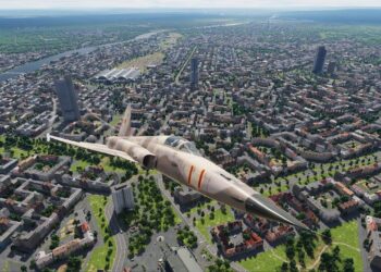 F-5 over Frankfurt in DCS World