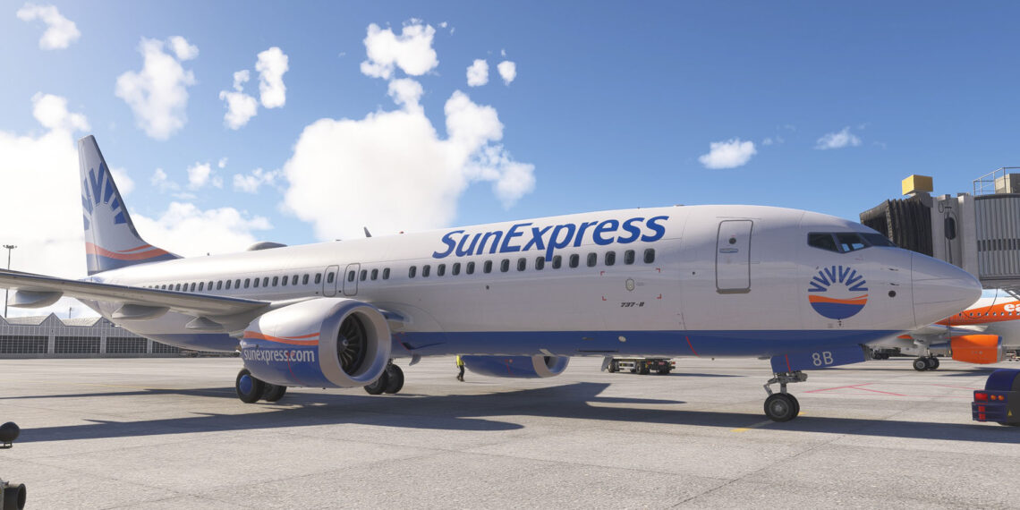 Microsoft Flight Simulator 2024 Boeing 737 MAX with Sun Express Livery