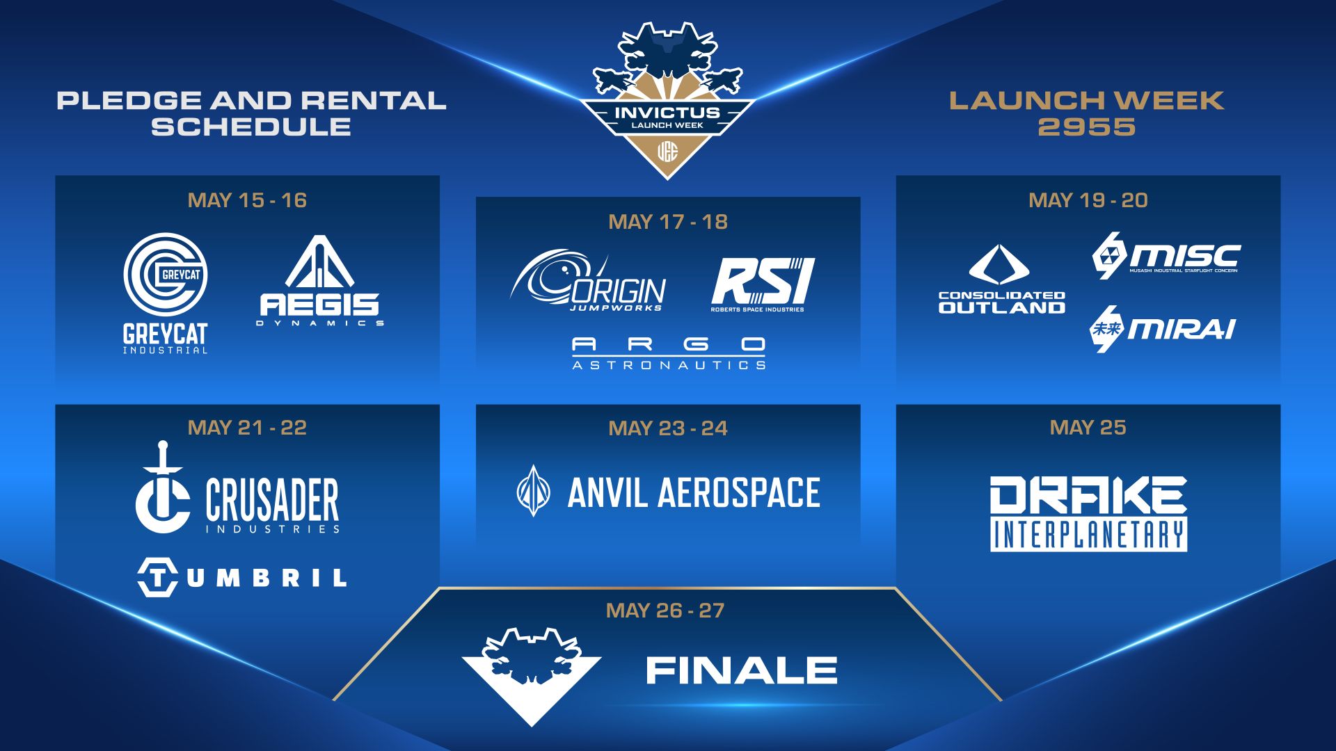 Star Citizen Invictus Launch week Schedule
