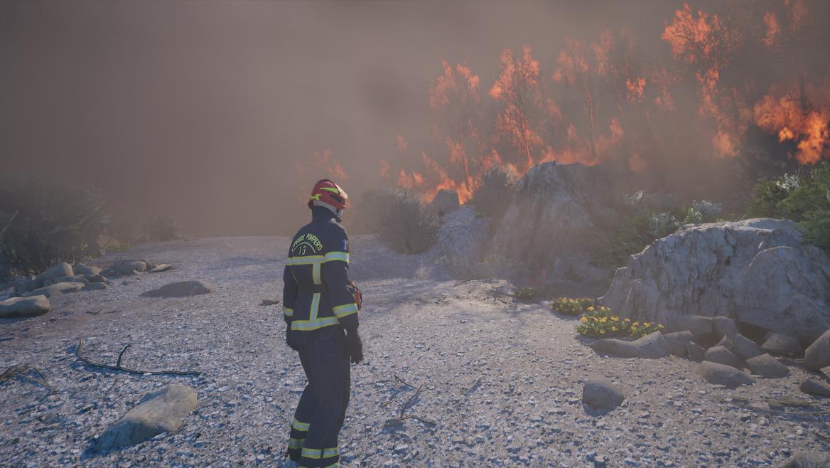 standing by fire in Rescue Ops Wildfire