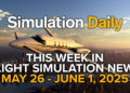 Beechcraft Starship Over New York with Simulation Daily Logo and "This Week in Flight Simulation News May 26 - June 1"