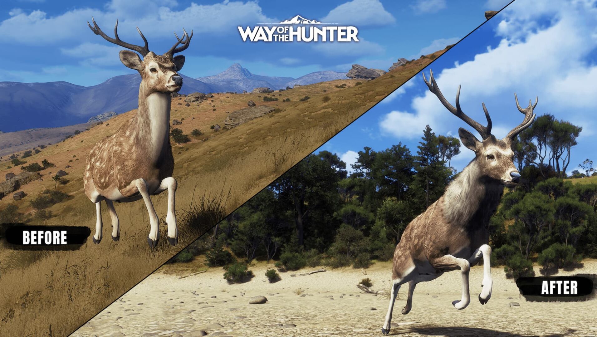 before and after deer in Way of the Hunter