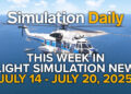 This Flight Simulation News Episode 13 Hero Image with Airbus H225 in Japan Coast Guard Livery in Microsoft Flight Simulator 2024, Simulation Daily Logo, and title
