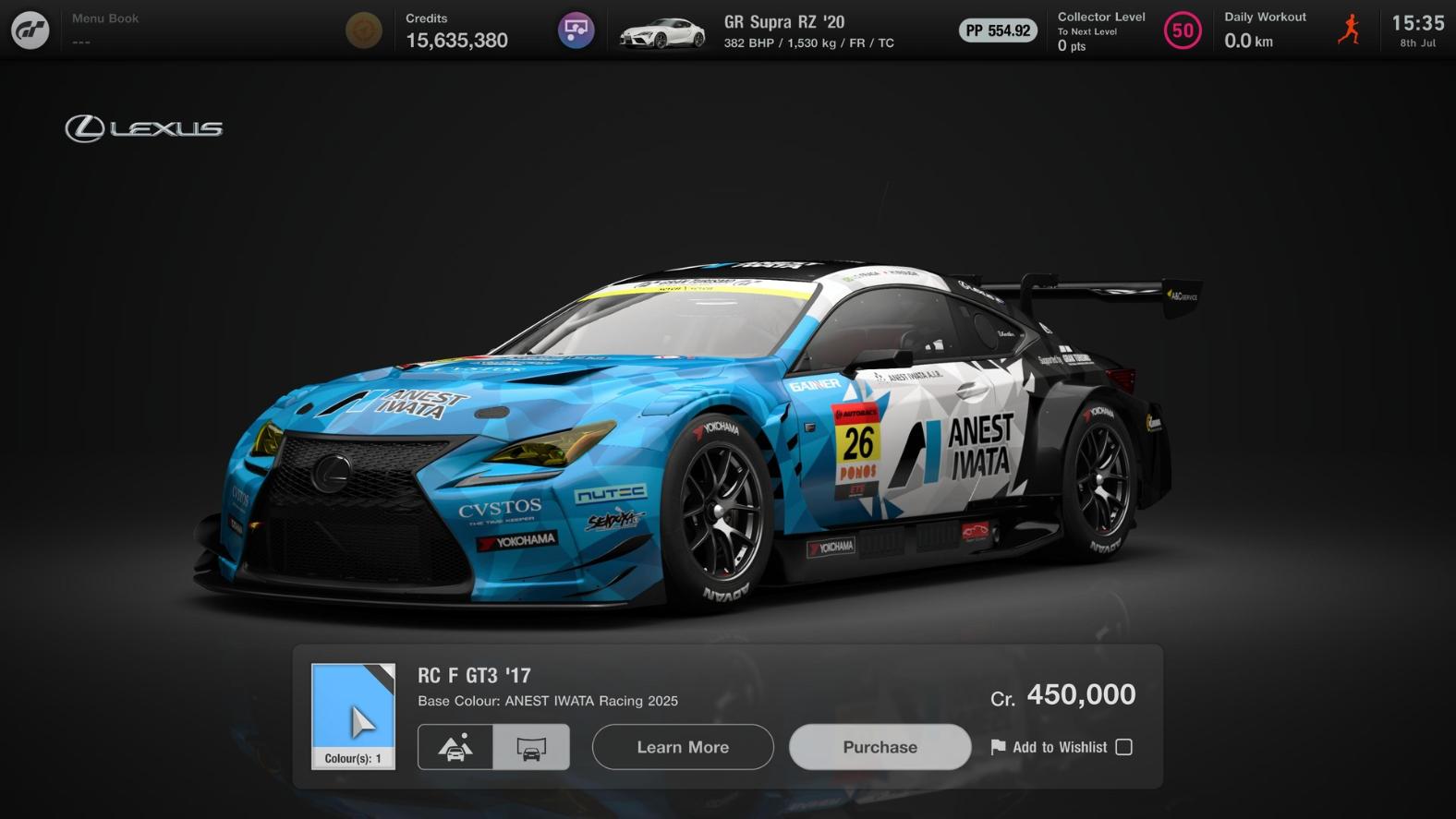 Lexus RC F GT3 '17 Gran Turismo 7 July 2025 update livery 1