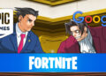 Epic Games and Google Logos on Ace Attorney screenshot representing Epic's court win
