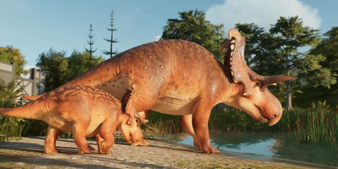 Jurassic World Evolution Triceratops Mom and Cub