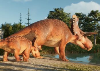 Jurassic World Evolution Triceratops Mom and Cub