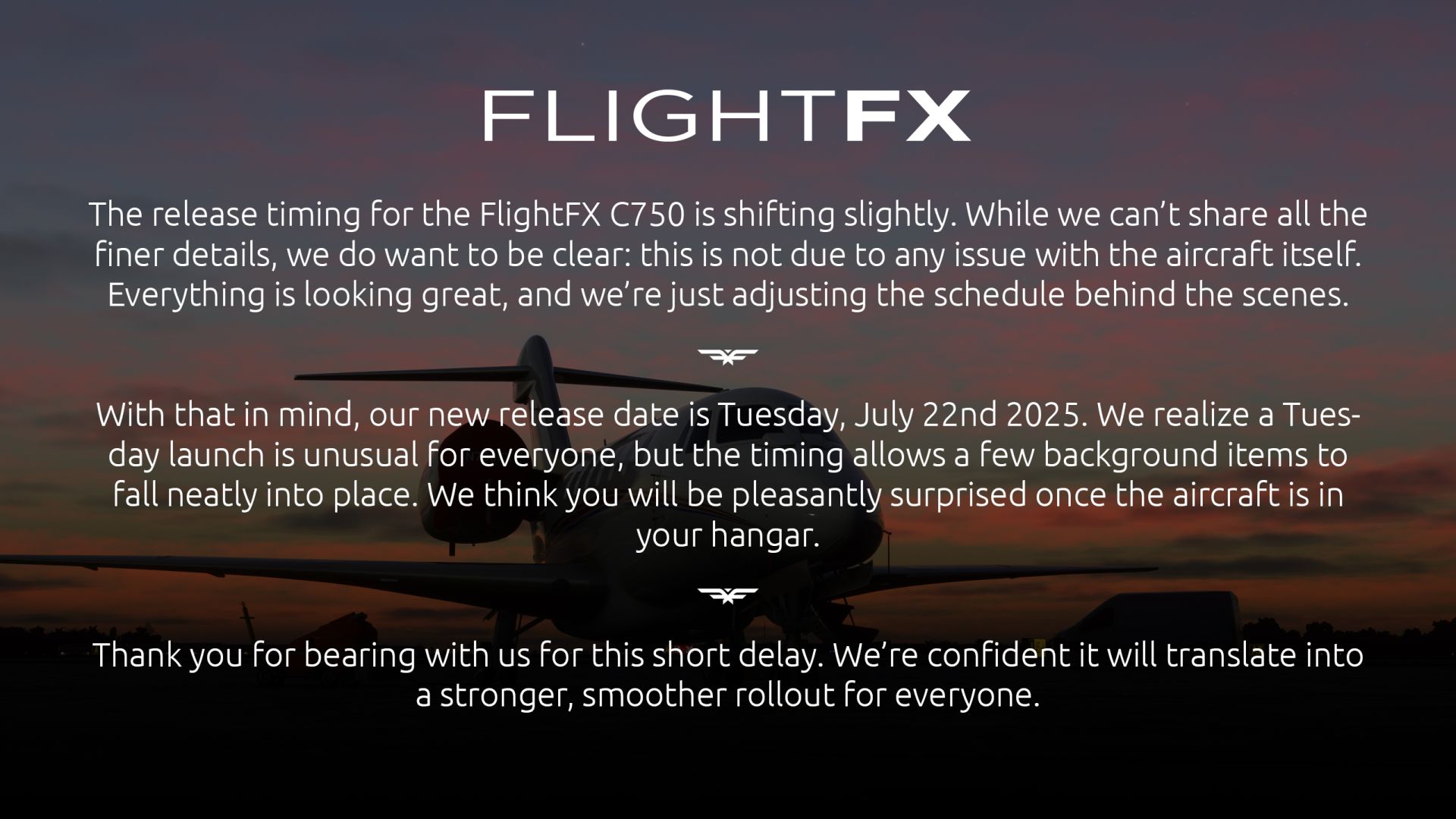 Microsoft FLight Simulator Cessna Citation X Delay