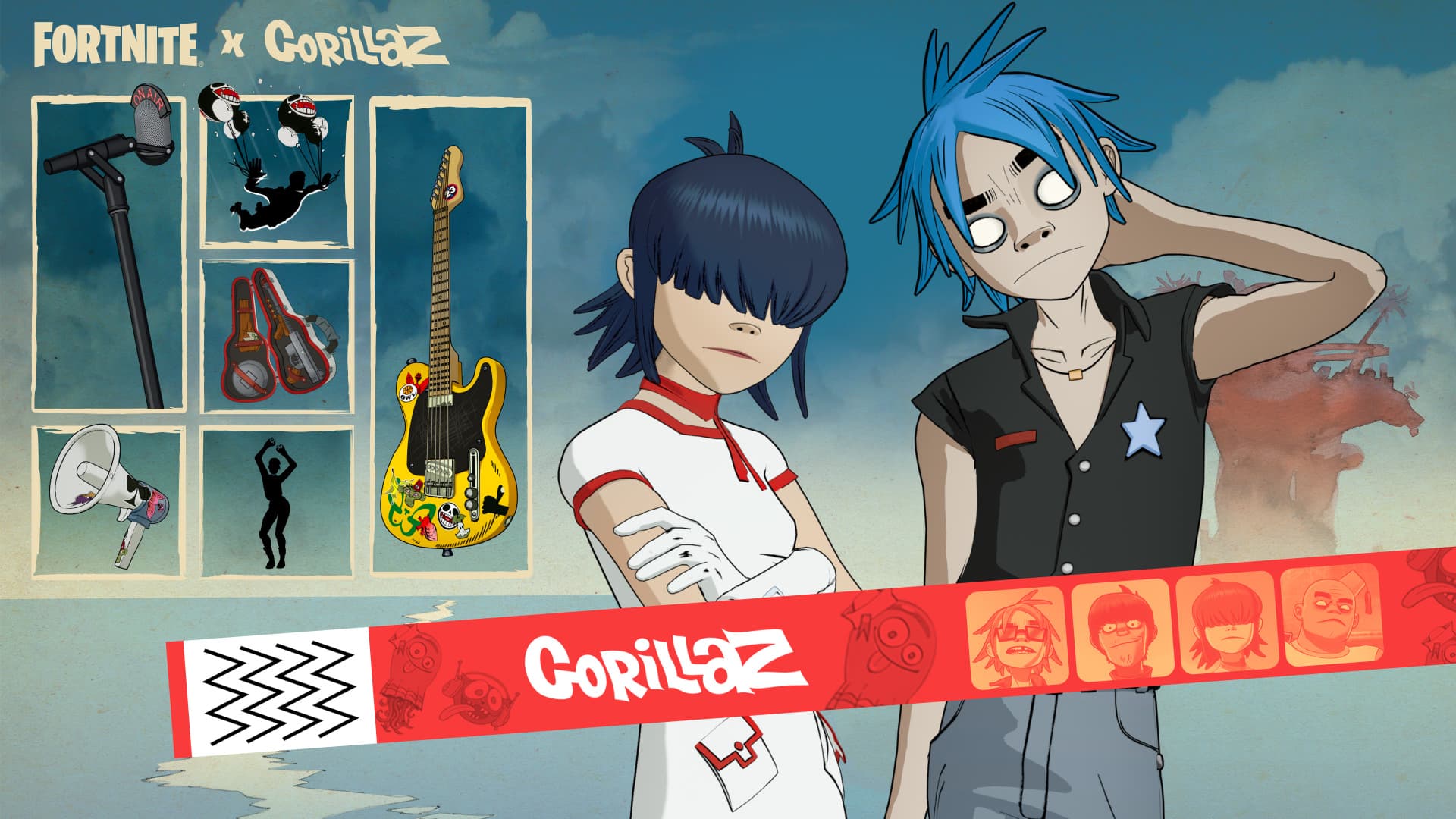 Fortnite Gorillaz 2D and Noodle bundle