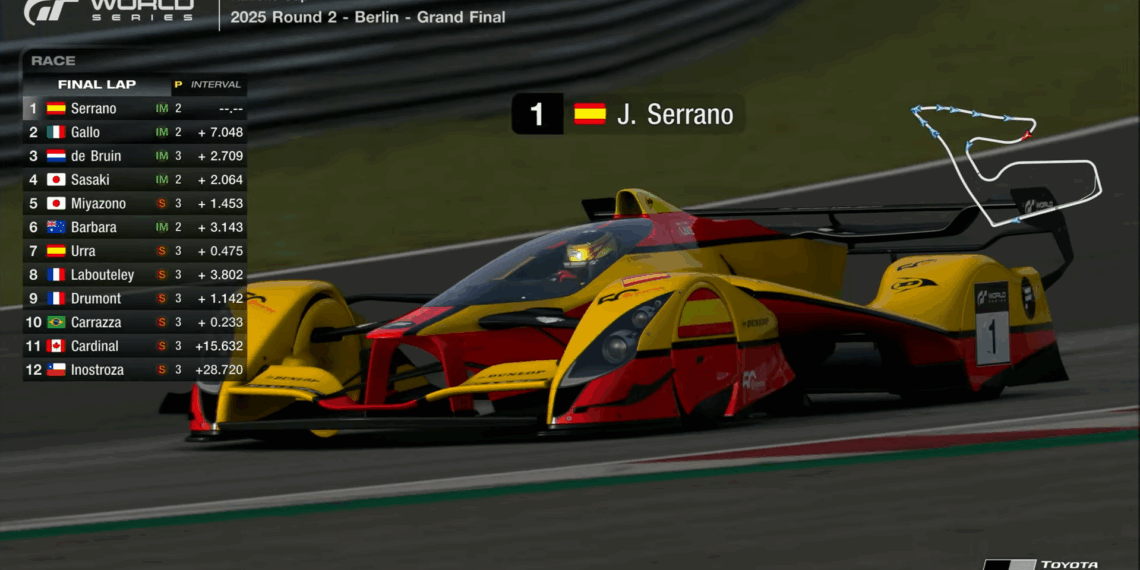 Gran Turismo 7 World Series Round 2 - Jose Serrano races toward the finish line.