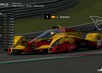 Gran Turismo 7 World Series Round 2 - Jose Serrano races toward the finish line.