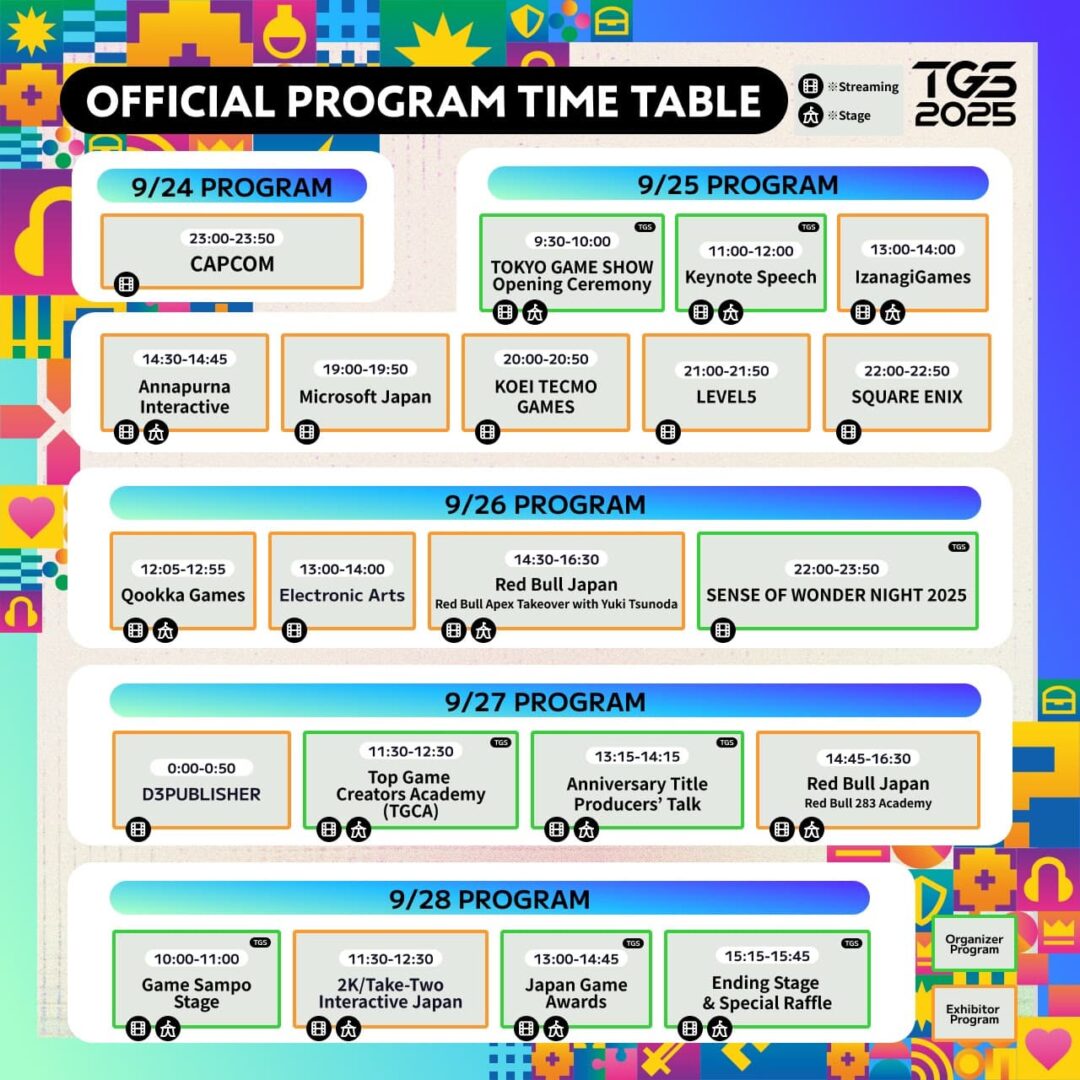 Tokyo Game Show 2025 Official Program Time Table