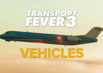 Transport Fever 3 "Vehicles" image showing a Fokker F100 Aircraft