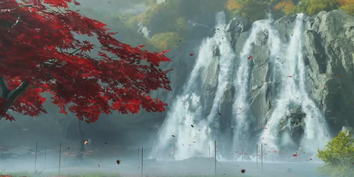 Ghost of Yotei waterfall landscape