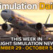 This Flight Simulation News Episode 24 Hero Image with Boeing 777 by PMDG in Sanryo livery taking off in Microsoft Flight Simulator 2024, Simulation Daily Logo, and title