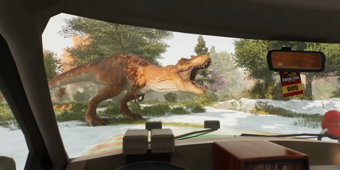 Jurassic World Evolution 2 TRex Roars from Car