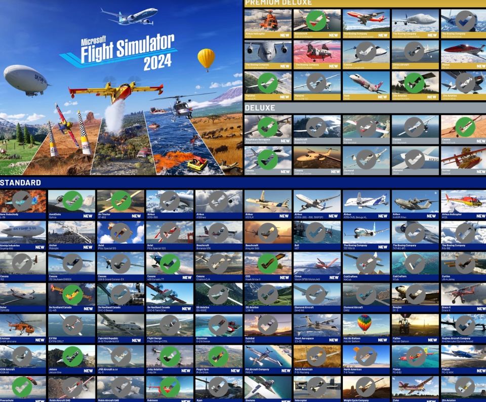 Microsoft Flight Simulator 2024 planes in 2020
