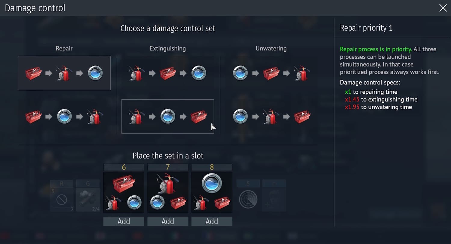 War Thunder Damage Control mechanic screen