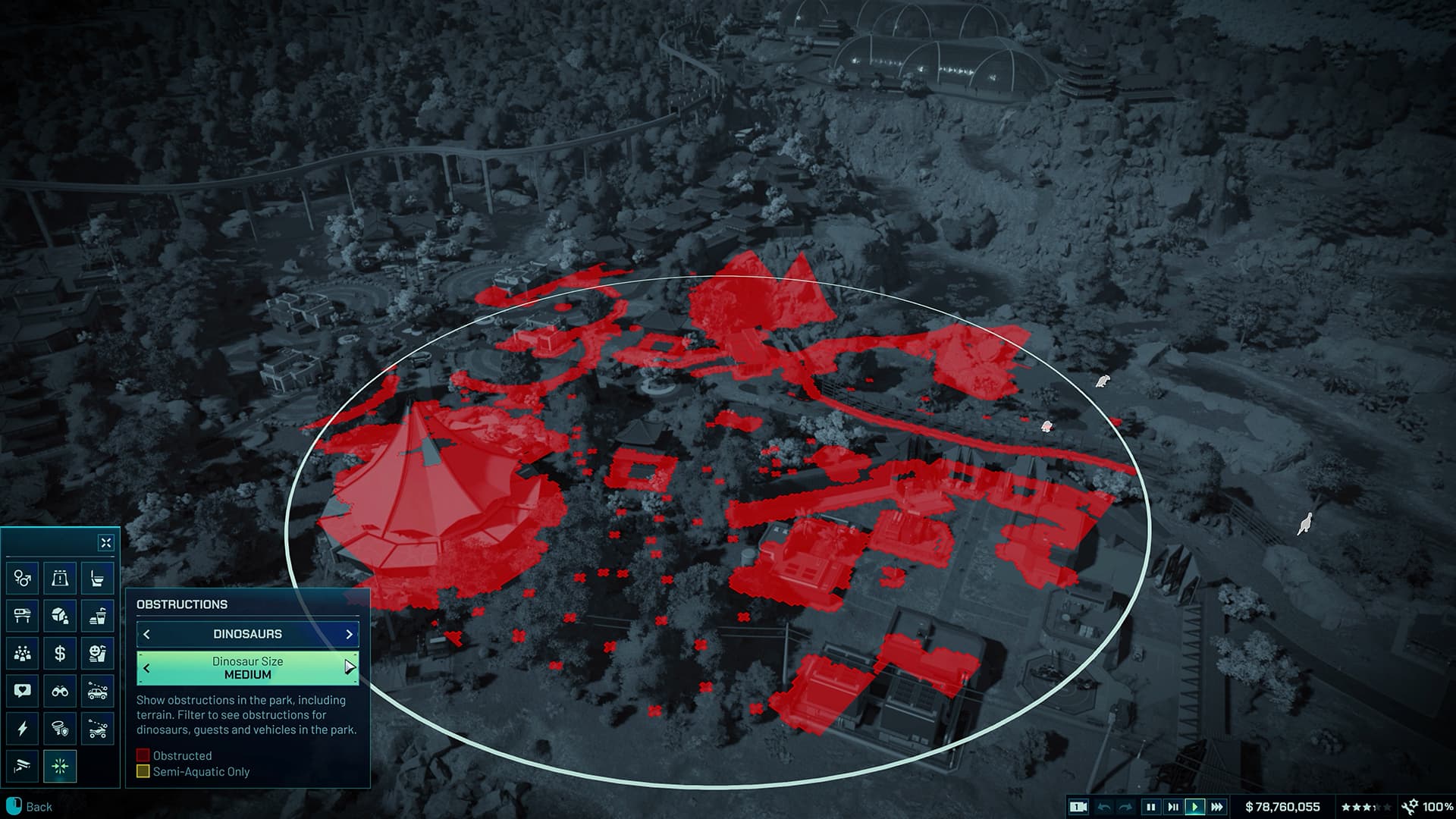 Jurassic World Evolution 3 obstructions ui