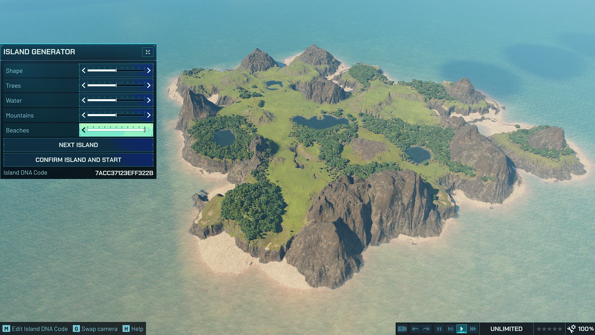 Jurassic World Evolution 3 island generator beach scale