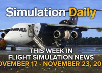 A BAE 246 by Just Flight in Microsoft Flight Simulator 2024 with Simulation Daily Logo and "This Week in Flight Simulation News" November 17 - November 23, 2024 title