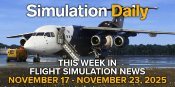 A BAE 246 by Just Flight in Microsoft Flight Simulator 2024 with Simulation Daily Logo and "This Week in Flight Simulation News" November 17 - November 23, 2024 title
