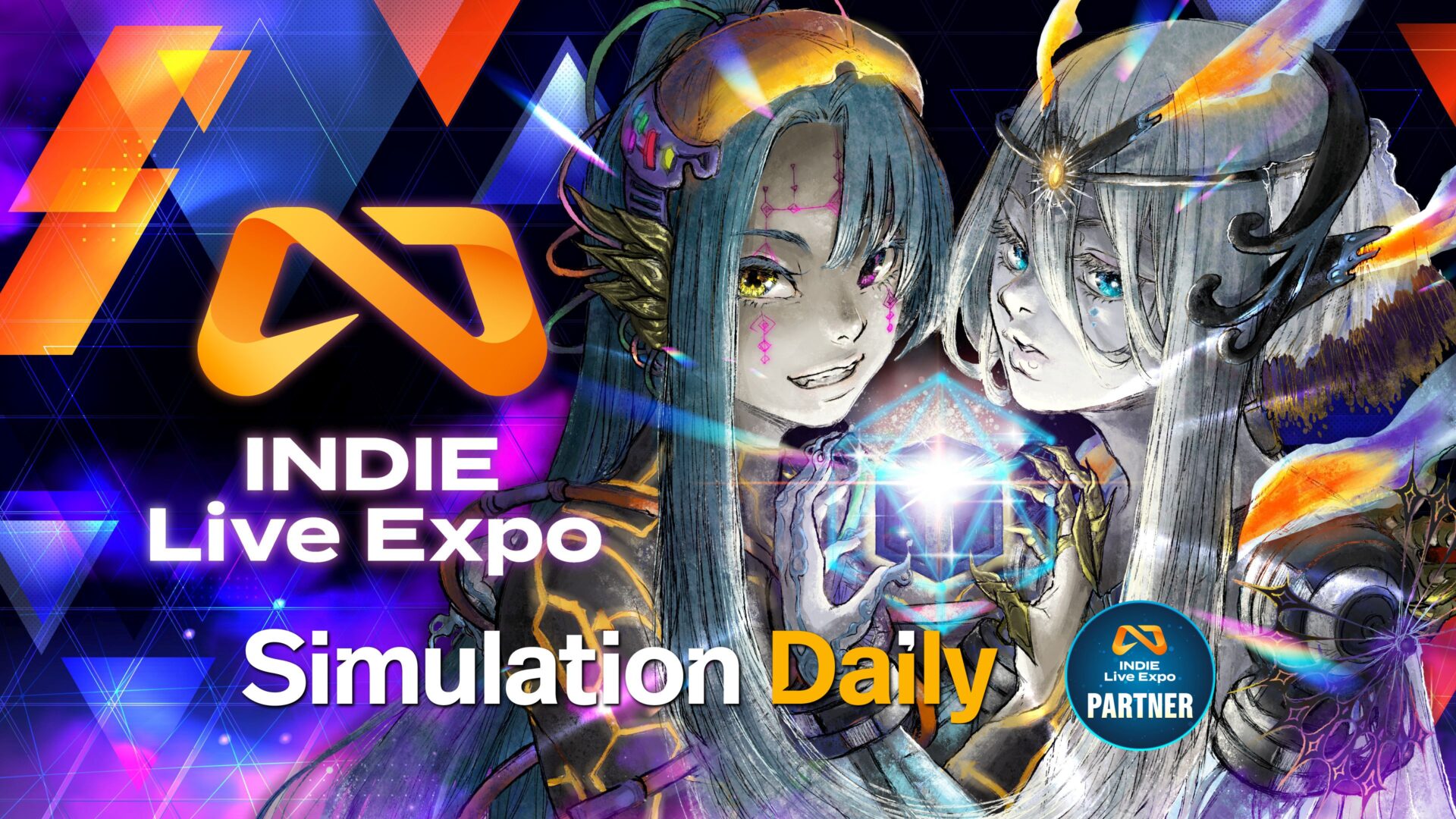 Indie Live Expo Key Art with Simulation Daily Logo