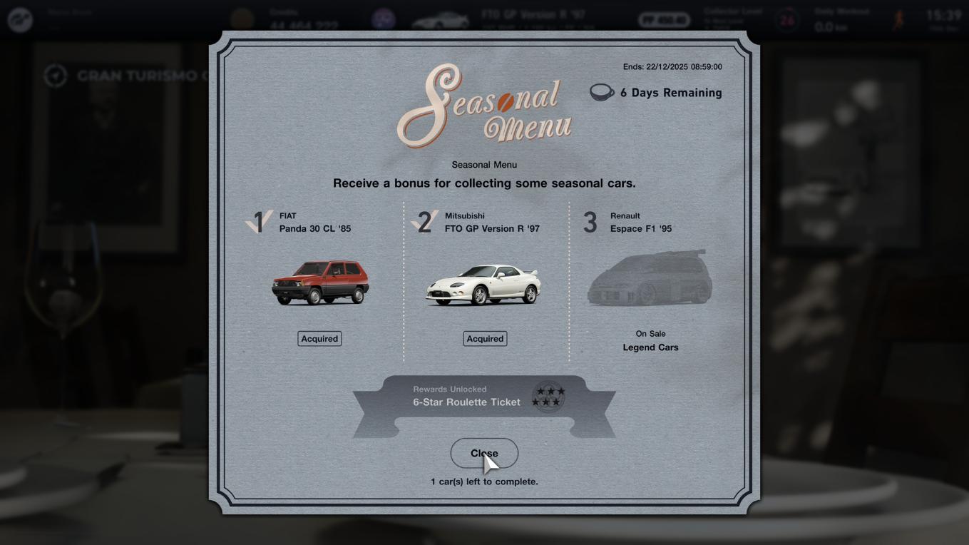 Gran Turismo 7 Seasonal Menu Cafe