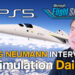 Microsoft Flight Simulator 2024 Jorg Neumann Interview Hero Image with Jorg Neumann, Boom XB-1 flying over mountains, PS5, Microsoft Flight Simulator 2024 and Simulation Daily Logos