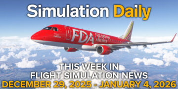 An Embraer E170 in Fuji Dream livery flying over Mount Fuji in Microsoft Flight Simulator 2024 with Simulation Daily logo and "This Week in Flight Simulation News December 29, 2025 - January 4, 2026" title.