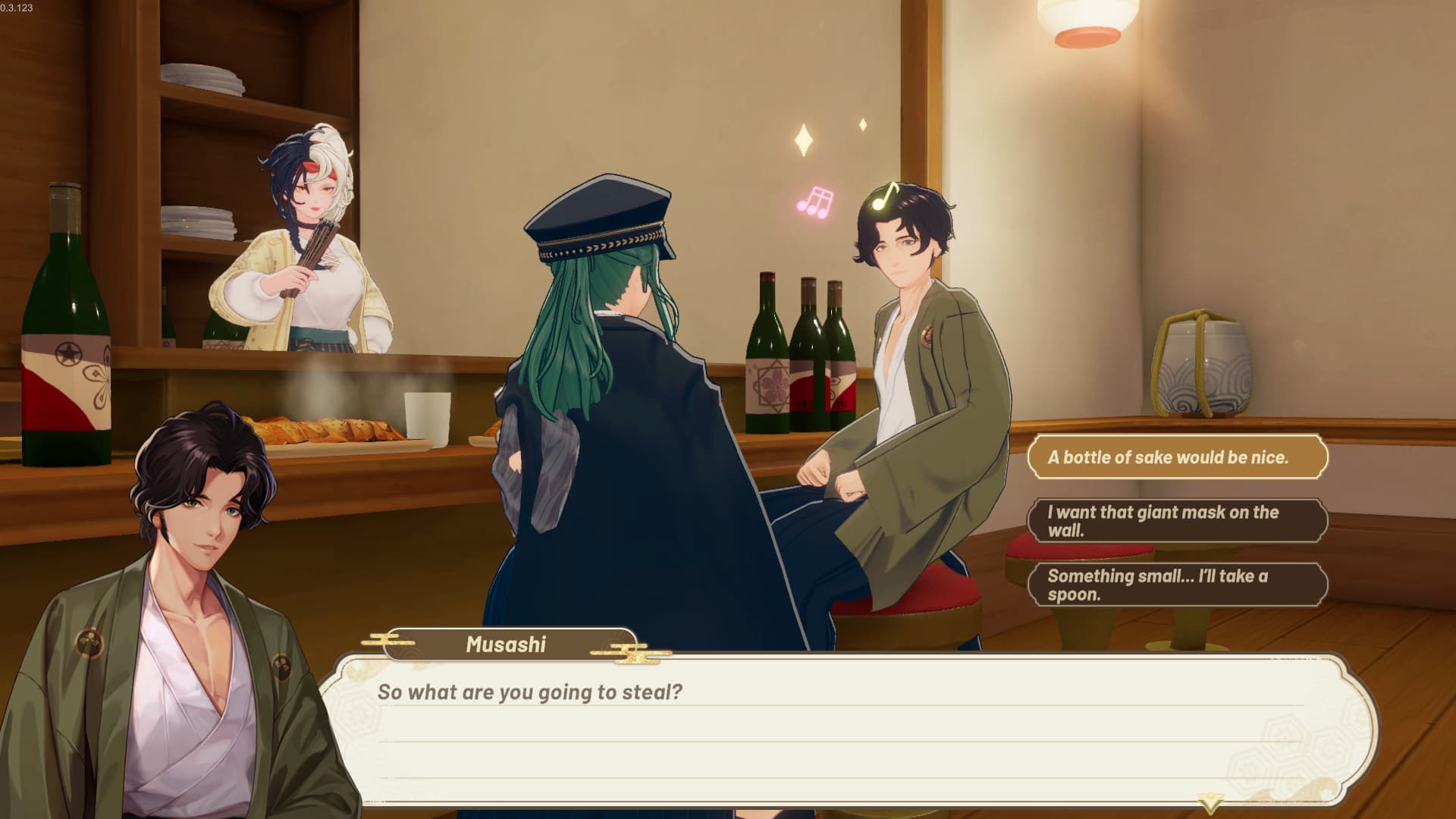 Tales of Seikyu tavern date with Musashi