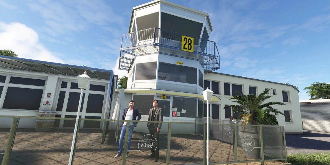 A flight simulation scene: Microsoft Flight Simulator Rheine-Eschendorf (